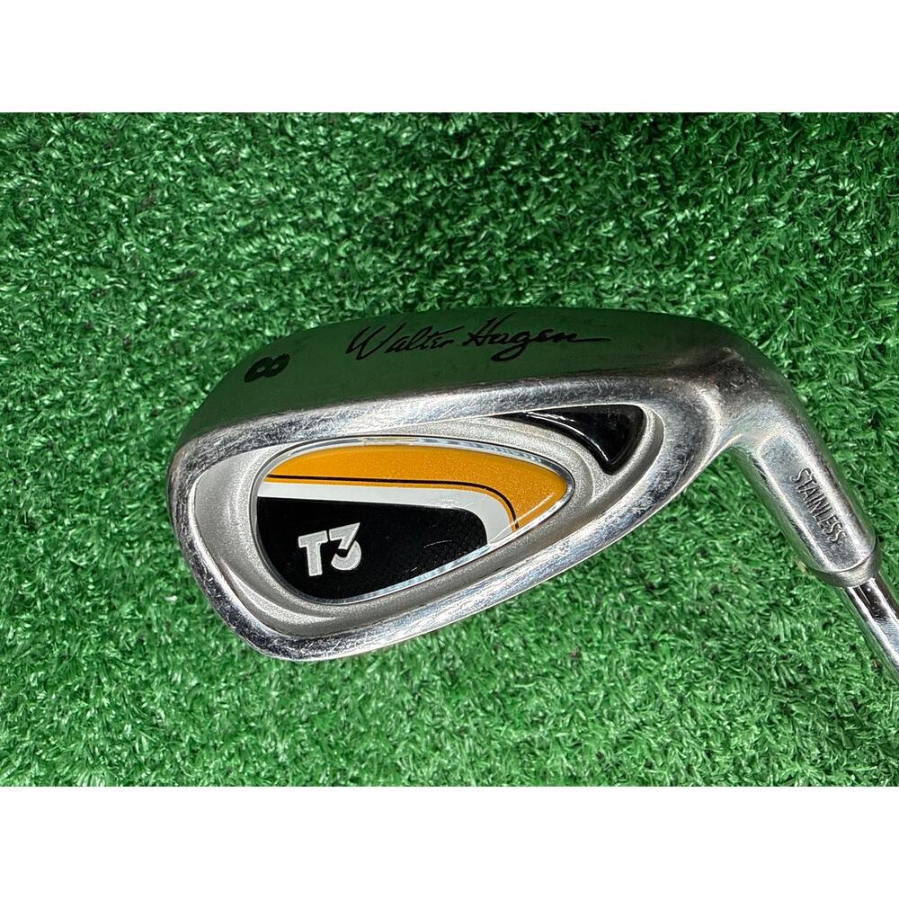 Walter Hagen T3 Stainless 8 Iron RH Golf Club Metal Shaft Original Grip